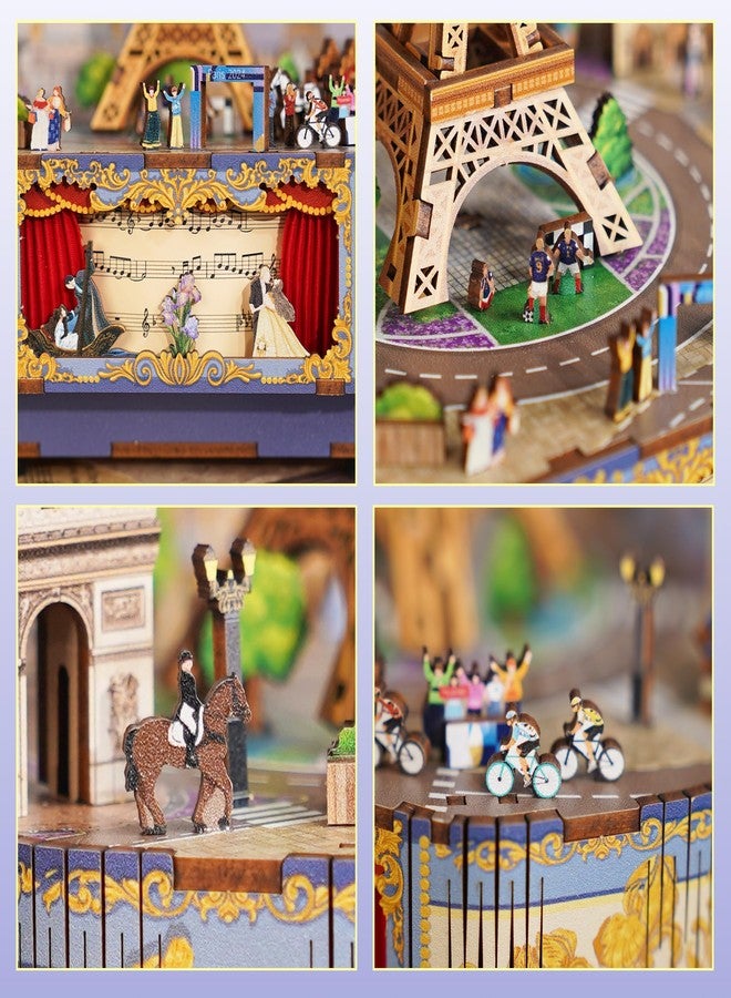 Tonecheer Wooden Music Box Puzzle for Adults, DIY Rotating Music Box Kit 3D Creative Musical Puzzle Crafts Model Building Kits Desk Decor Birthday (Romantic Paris) - Image 4